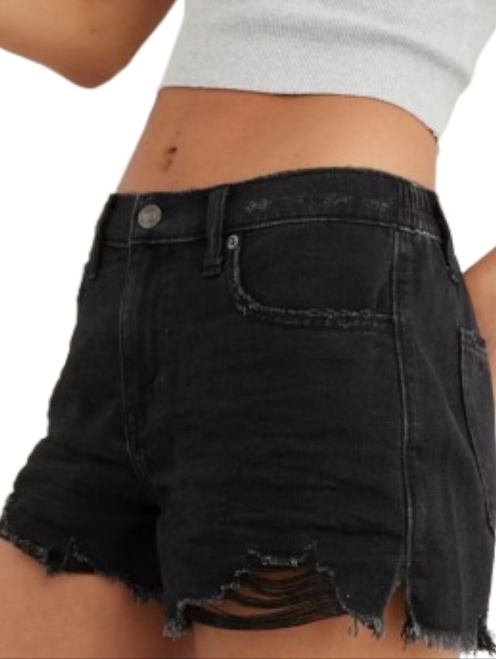 Aerie Black Distressed Jean Shorts Sz XL